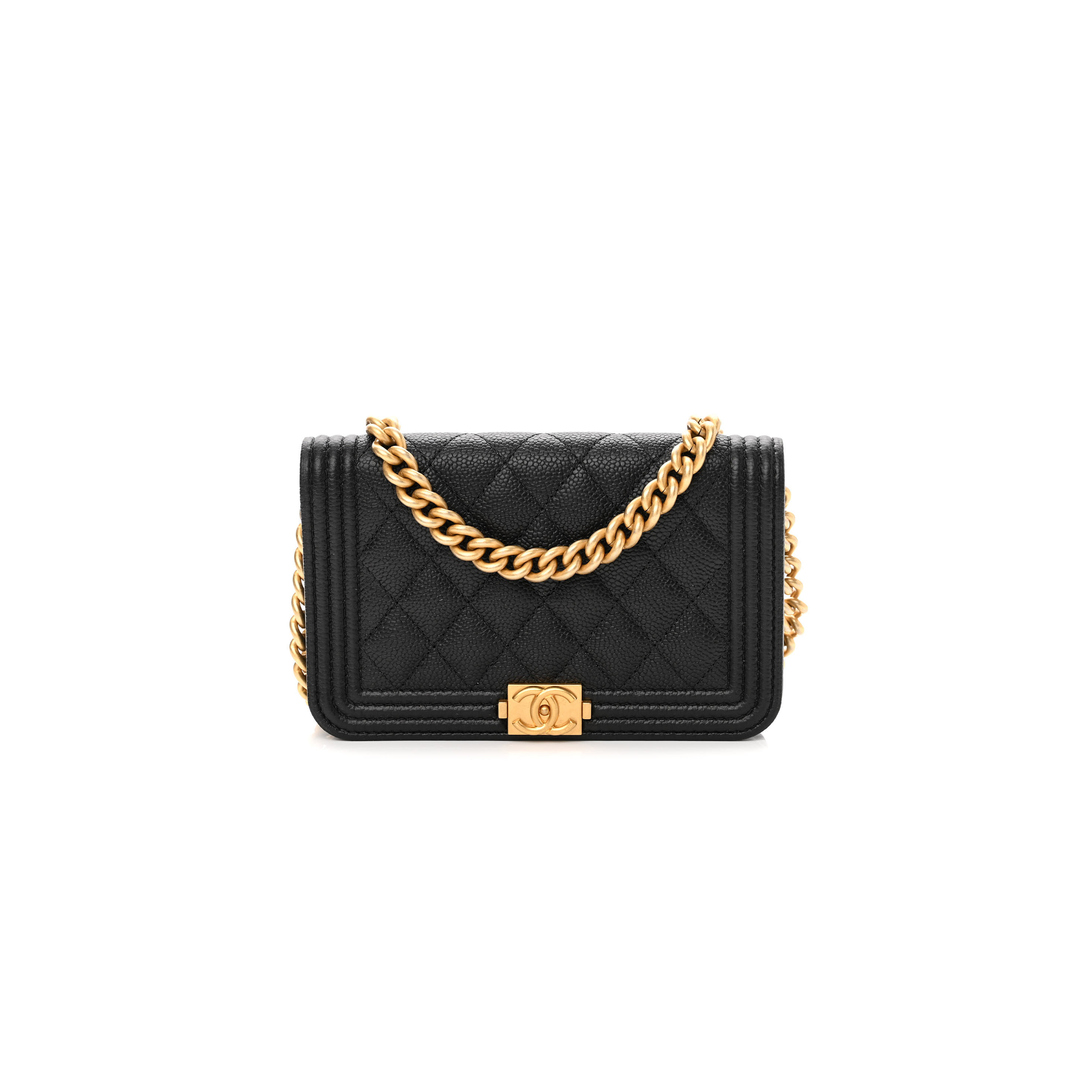 CHANEL CAVIAR QUILTED BOY CLUTCH WITH CHAIN BLACK AP2205 B06200 94305 (15*10*3.5cm)